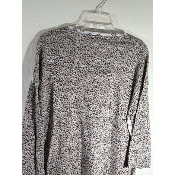 Patchington Women’s Large Tan White Leopard Print Light Knit Sweater Long Sleeve - Picture 5 of 8